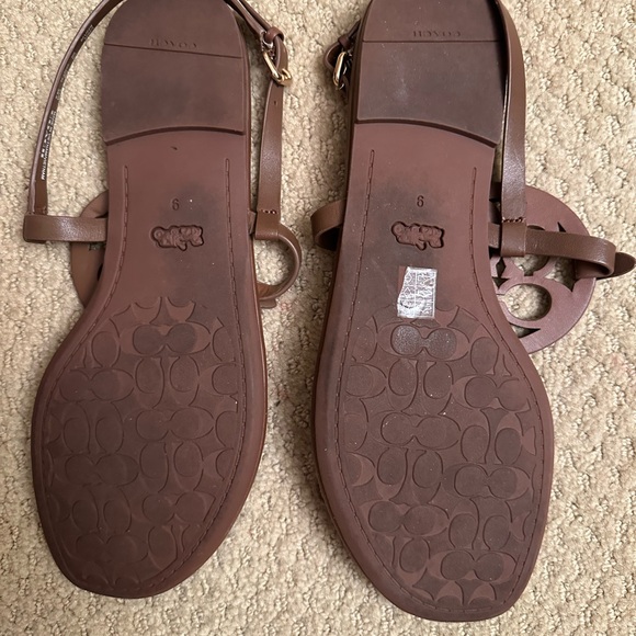 Women’s brown leather coach sandals size 9 - Picture 3 of 4